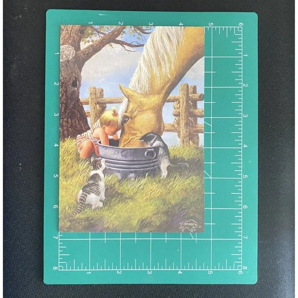 Combo‎ Leanin' Tree Greeting Card/Magnet Horse Cats Child Country Don Crook© VTG